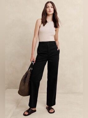 Banana Republic New Ultra High Rise Authentic Chino Cotton Pants Black 6